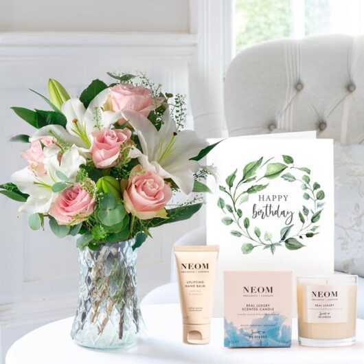 Simply Pink Rose & Lily, NEOM Candle, Hand Balm & Birthday Card