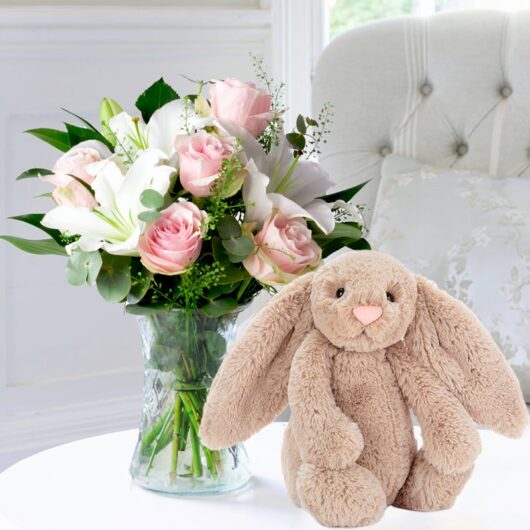 Simply Pink Rose & Lily & Bashful Beige Bunny