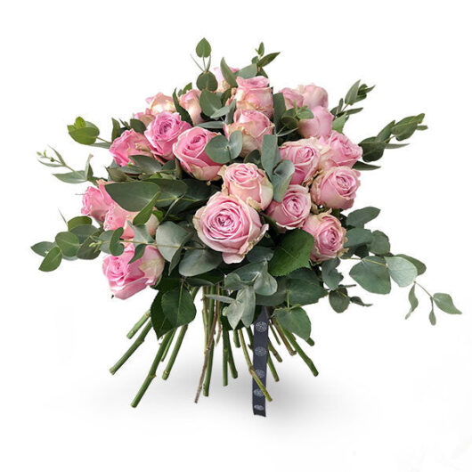Pink Roses with Eucalyptus
